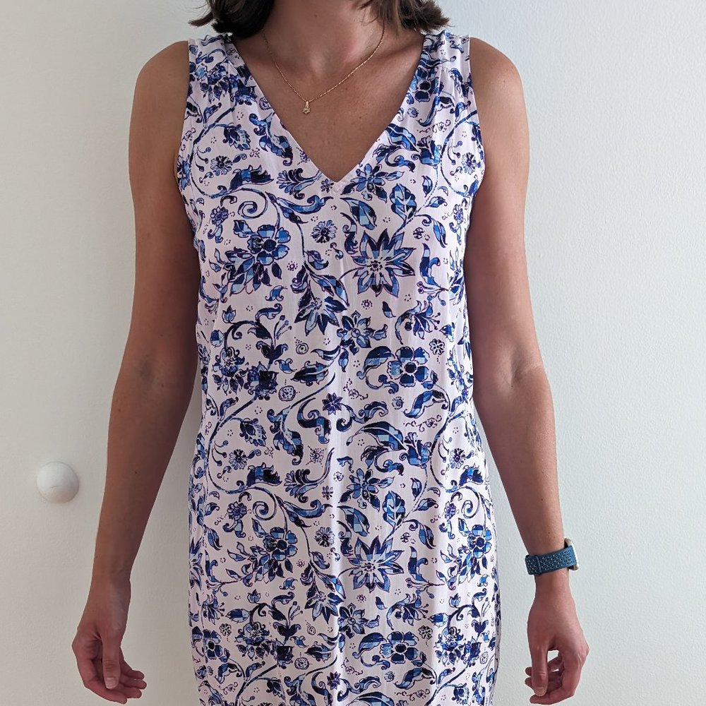 Gap Floral Shift Dress XS Extra Small Womens Pink Lilac Blue V-Neck Sleeveless - Picture 5 of 10
